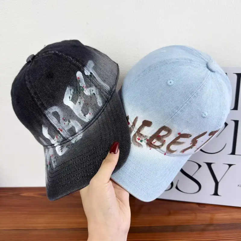 Women Letter Graffiti Duckbill Cap Blue Black — feature 6