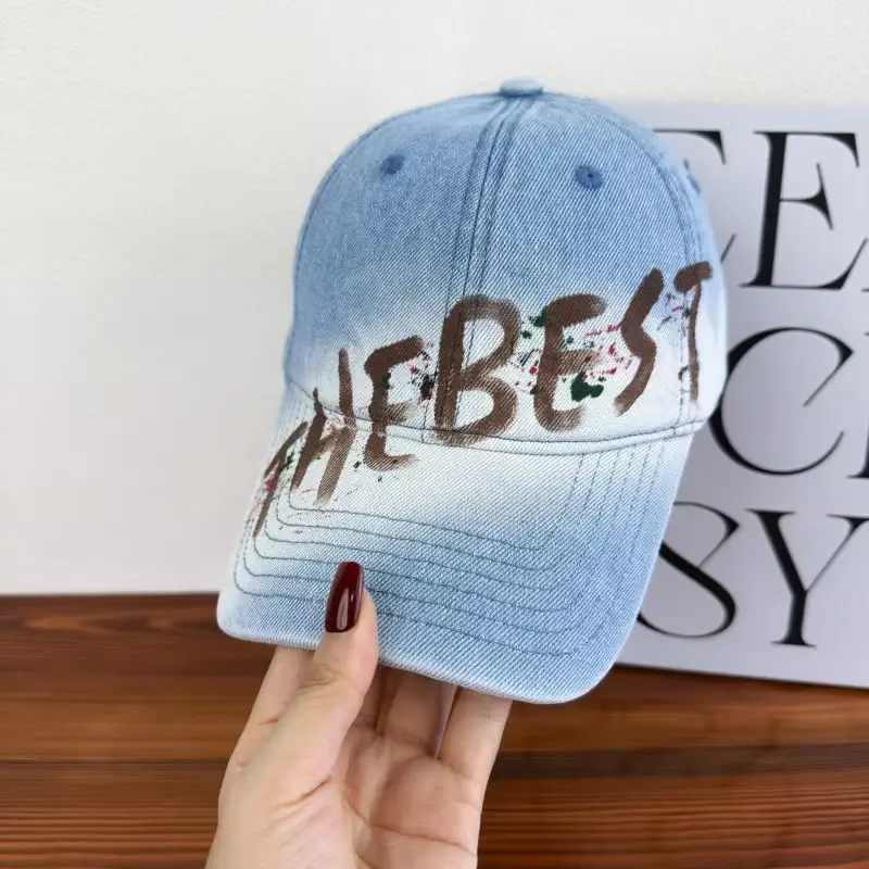 Women Letter Graffiti Duckbill Cap Blue Black — feature 8