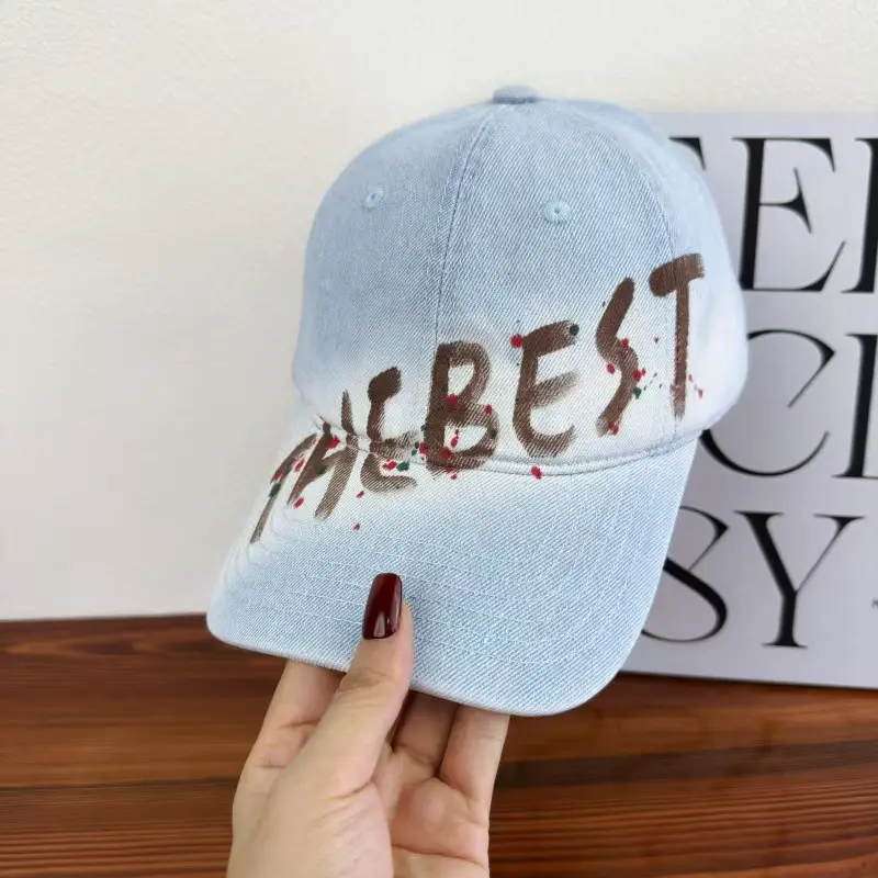 Women Letter Graffiti Duckbill Cap Blue Black - Image 2