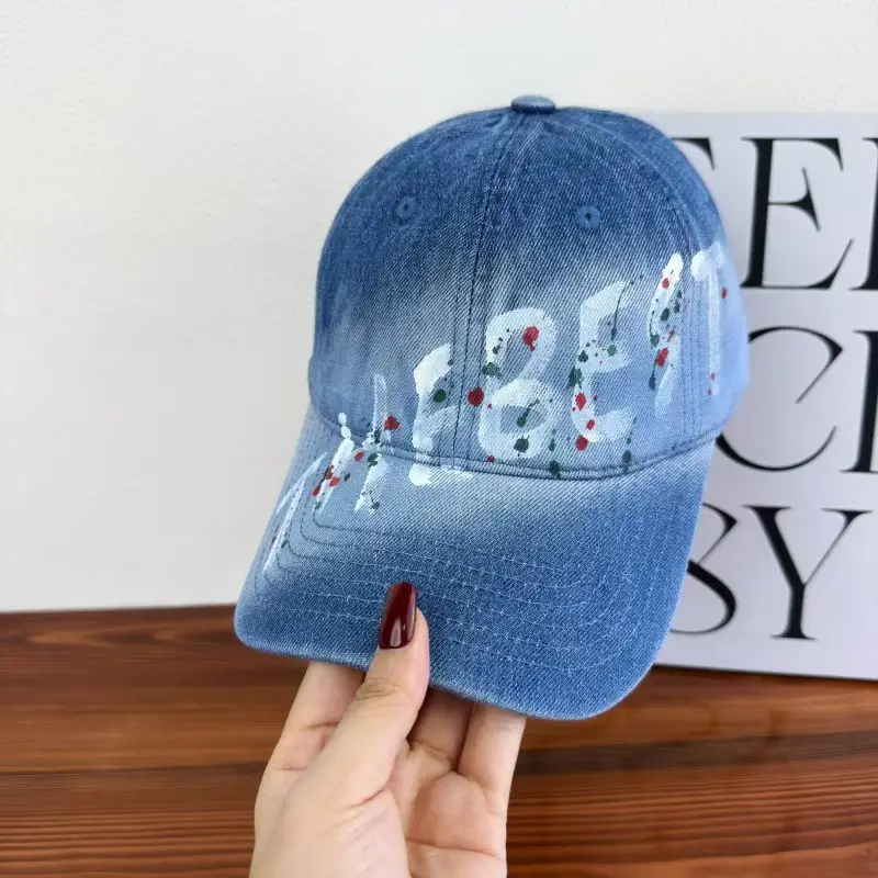 Women Letter Graffiti Duckbill Cap Blue Black - Image 4