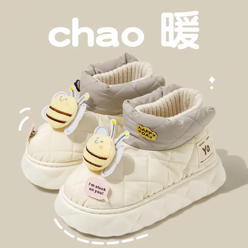 Women Winter Snow Boots Warm Down Fabric Waterproof Cute
