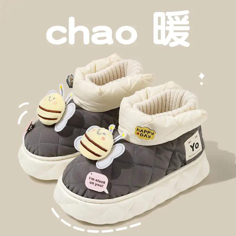 Women Winter Snow Boots Warm Down Fabric Waterproof Cute