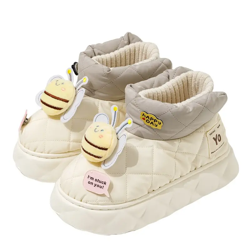 Women Winter Snow Boots Warm Down Fabric Waterproof Cute