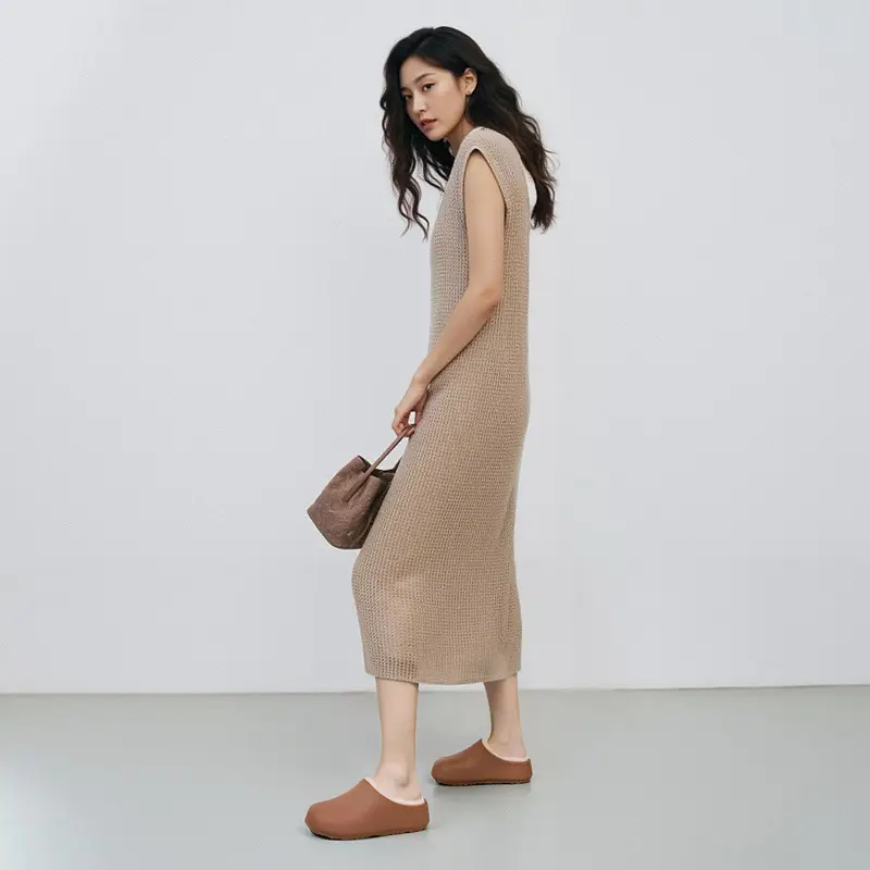 Tweed Style Brown Cardigan & Pants Set for Women - Image 9