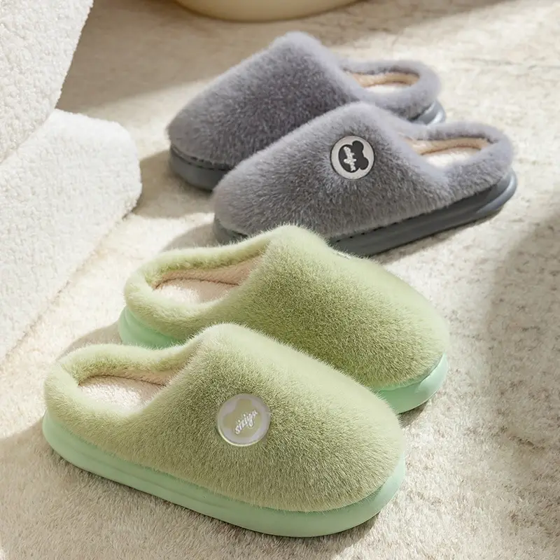 Cotton Slippers with a Stepping-On-Clouds Feel for Men and Women, Suitable for Autumn and Winter, Can Be Worn Indoors or Outdoors, Non-Slip, Thick-Soled, Warm, and Plush Cotton Shoes - Image 6