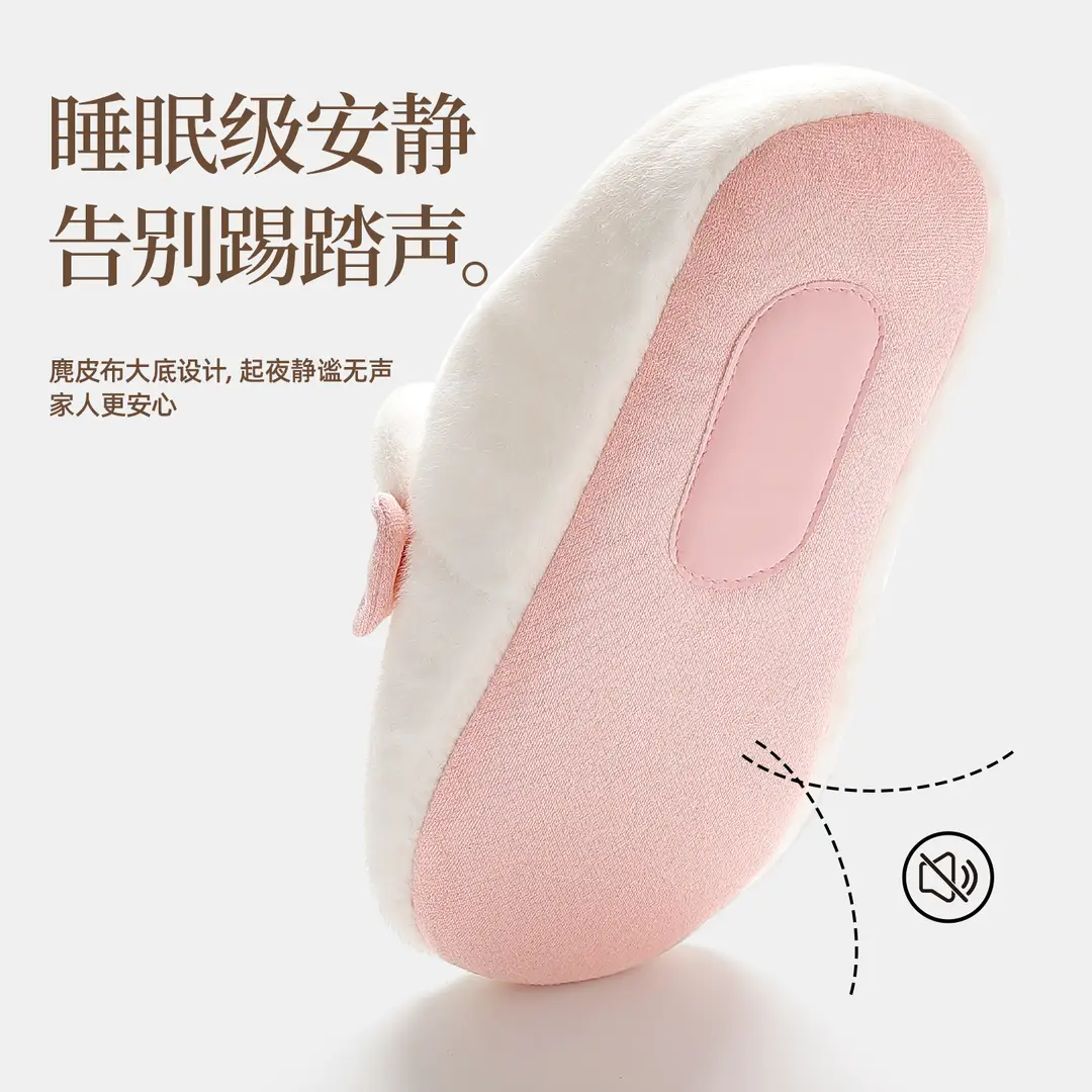 Kt Cat Japanese Style Silent Cotton Slippers Women's Winter Home Indoor Non-Slip Anti-Odor Plush Warm Floor Fur Slippers
