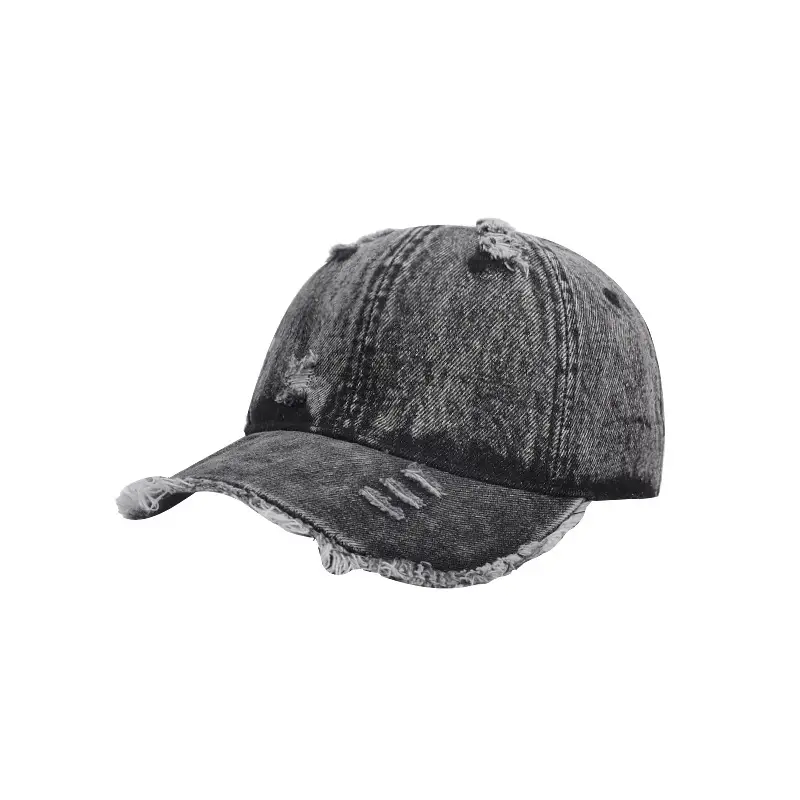 New Washed Denim Baseball Cap with Personality, Large Brim, Face-Slimming Duckbill Cap