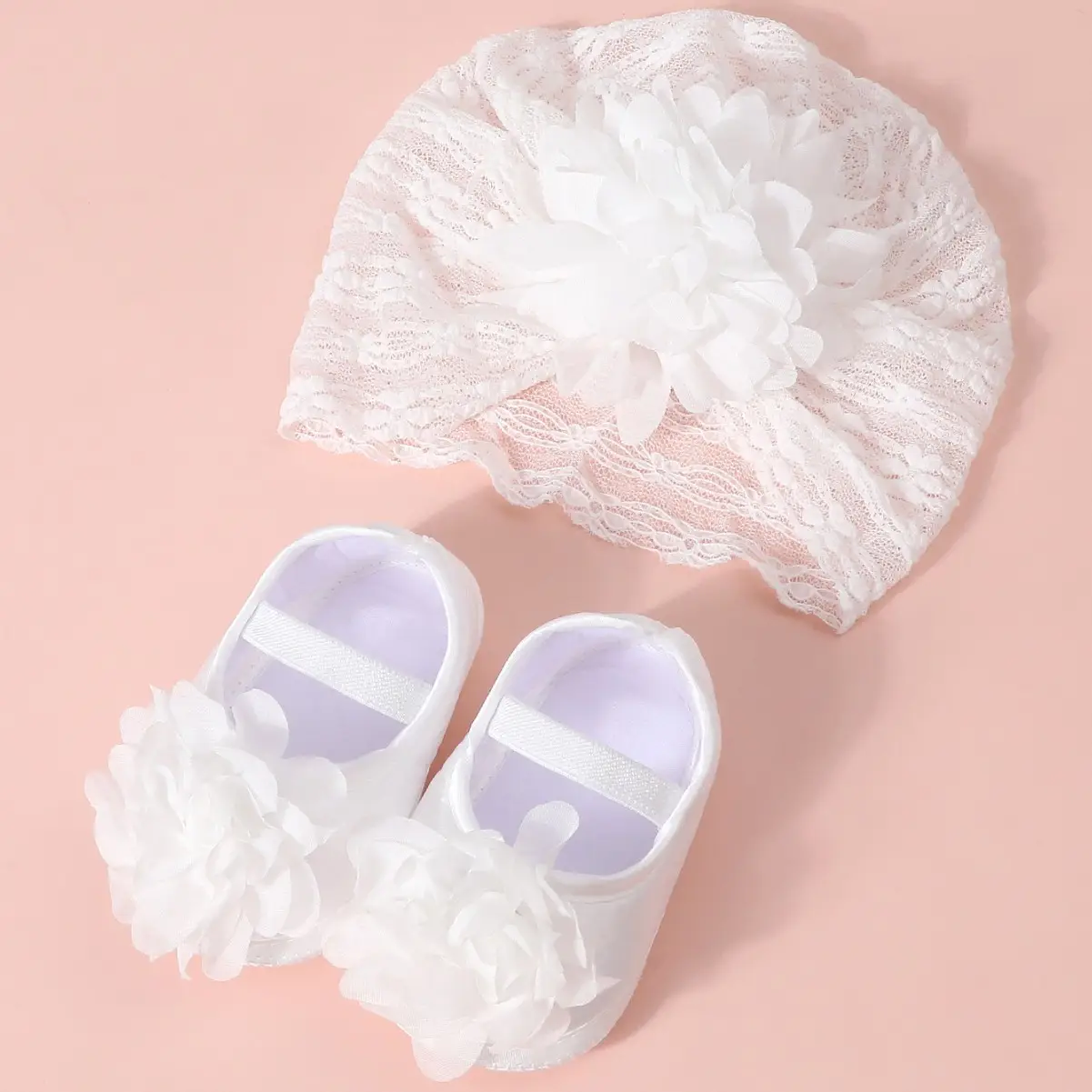 Red Lace Fontanelle Hat & Shoes for Baby 0-1 Year