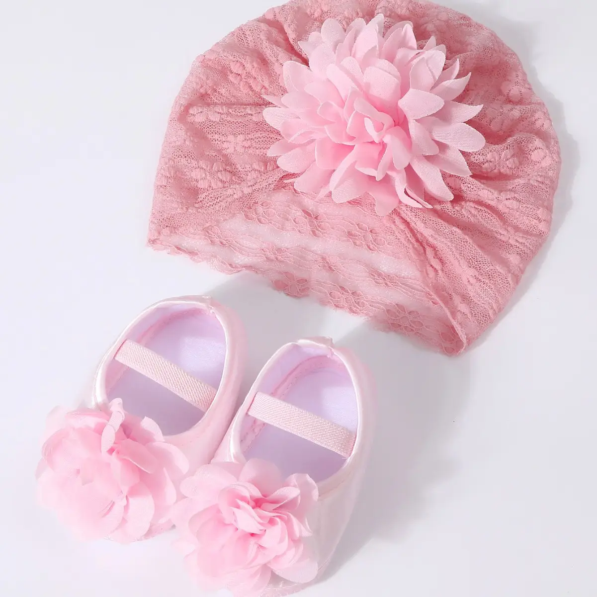Red Lace Fontanelle Hat & Shoes for Baby 0-1 Year