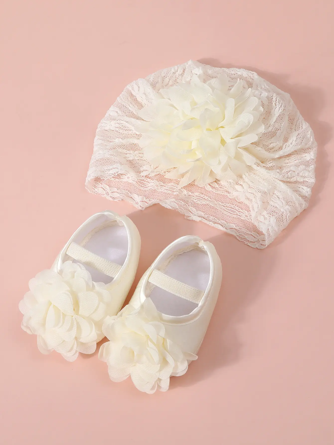Red Lace Fontanelle Hat & Shoes for Baby 0-1 Year — feature 3