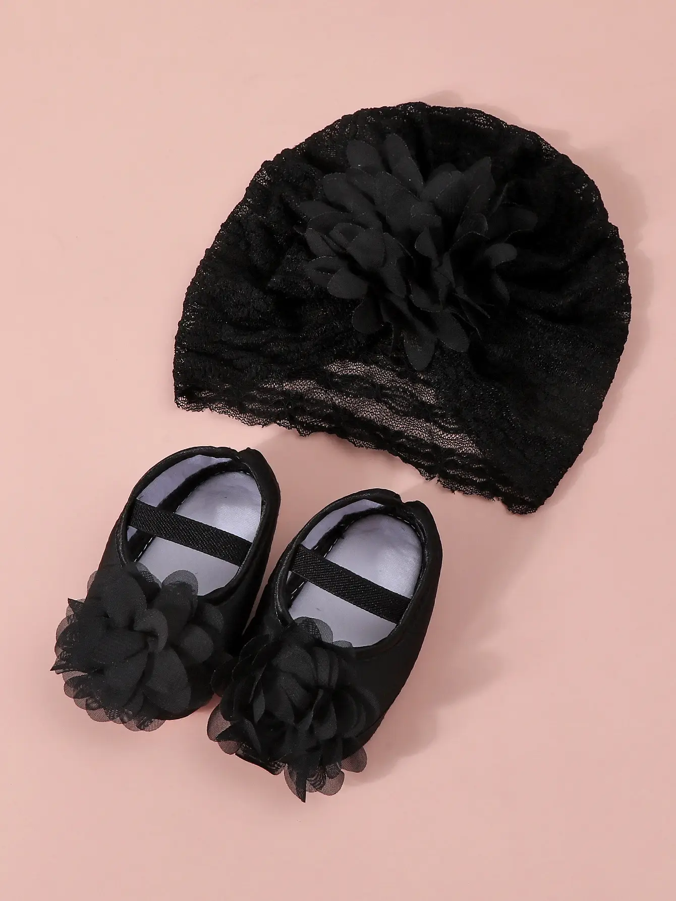 Red Lace Fontanelle Hat & Shoes for Baby 0-1 Year — feature 5