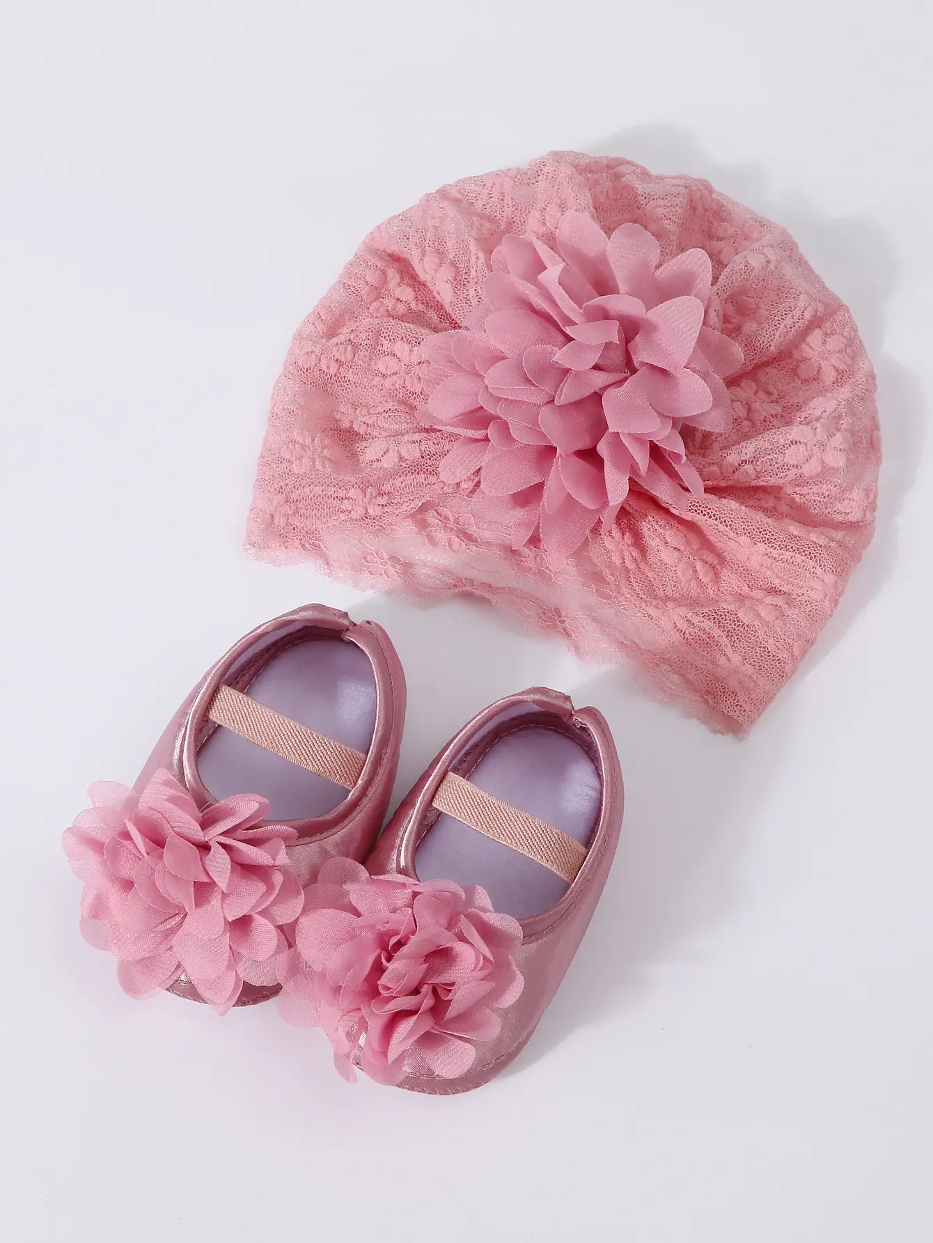 Red Lace Fontanelle Hat & Shoes for Baby 0-1 Year — feature 6
