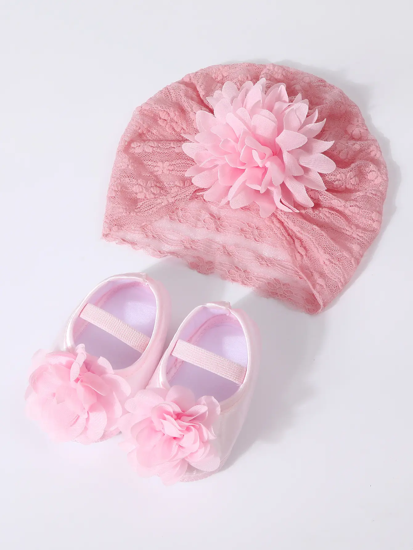 Red Lace Fontanelle Hat & Shoes for Baby 0-1 Year — feature 8