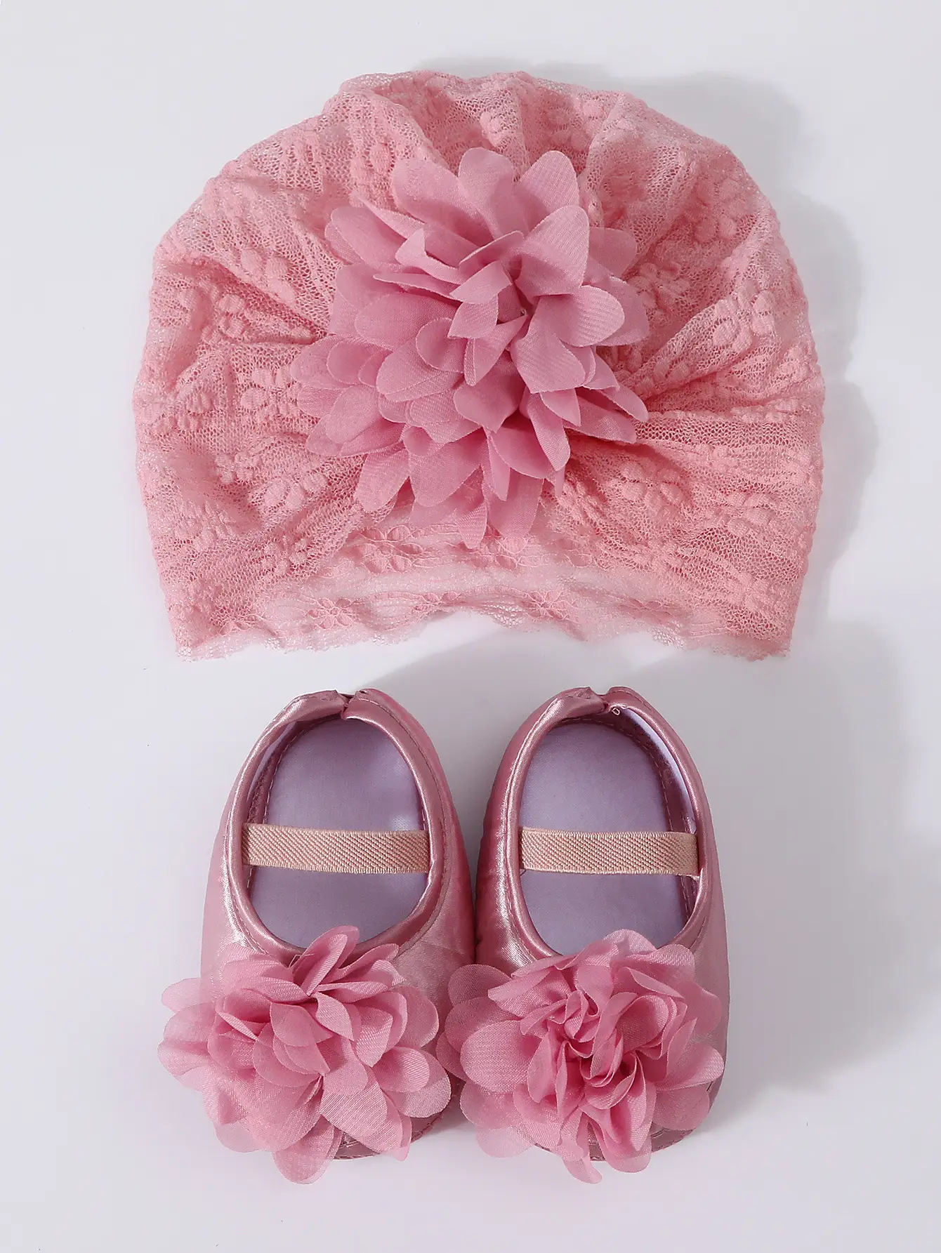 Red Lace Fontanelle Hat & Shoes for Baby 0-1 Year