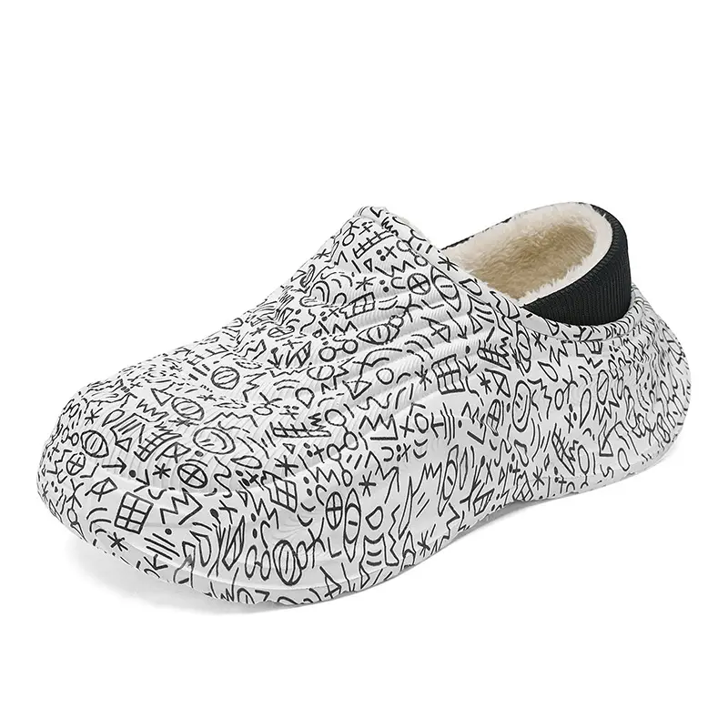 Waterproof Cotton Slippers for Men in Winter New Thick-Soled Non-Slip Indoor Fleece-Lined Warm Couple Family Outer Wear Bag Heel Cotton Shoes