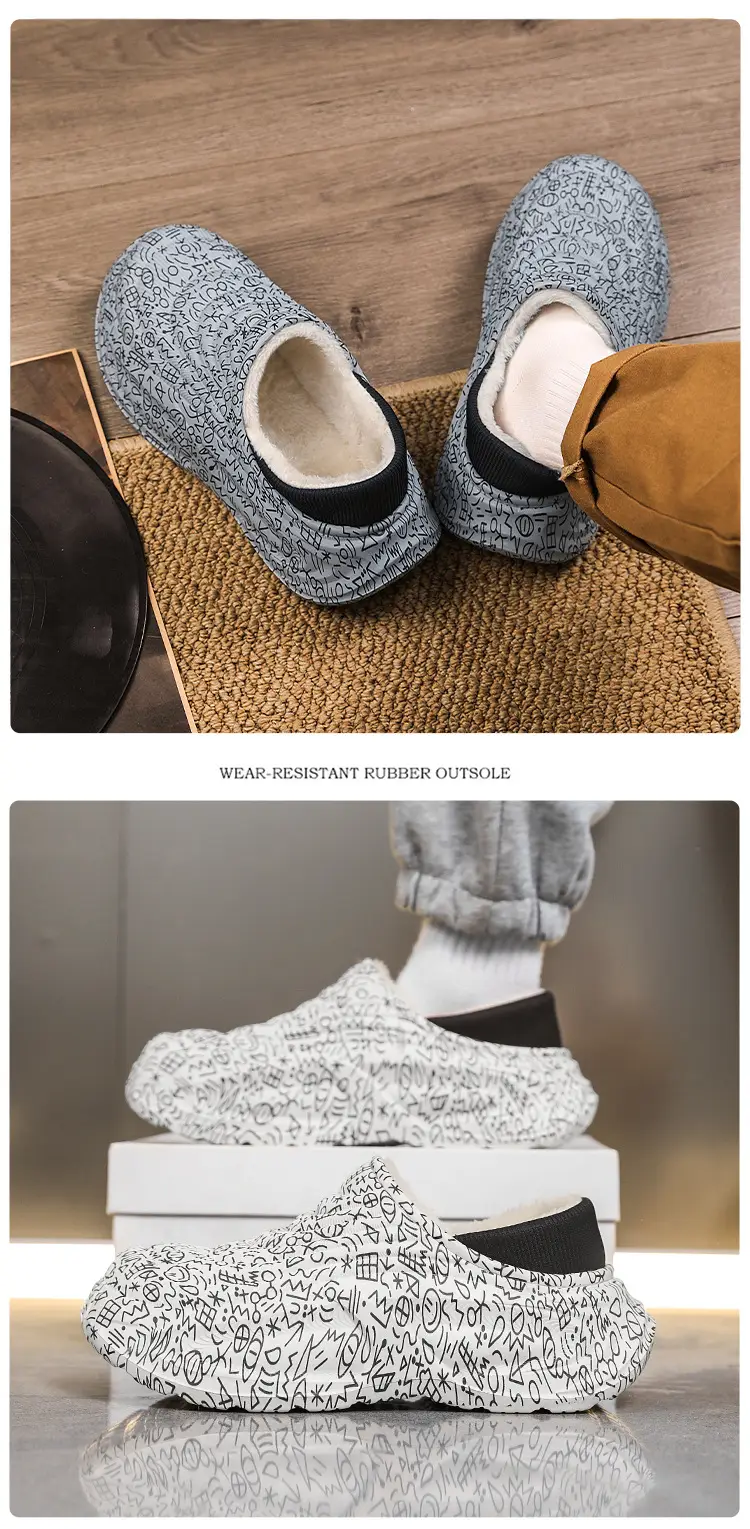 Waterproof Cotton Slippers for Men in Winter New Thick-Soled Non-Slip Indoor Fleece-Lined Warm Couple Family Outer Wear Bag Heel Cotton Shoes — feature 11
