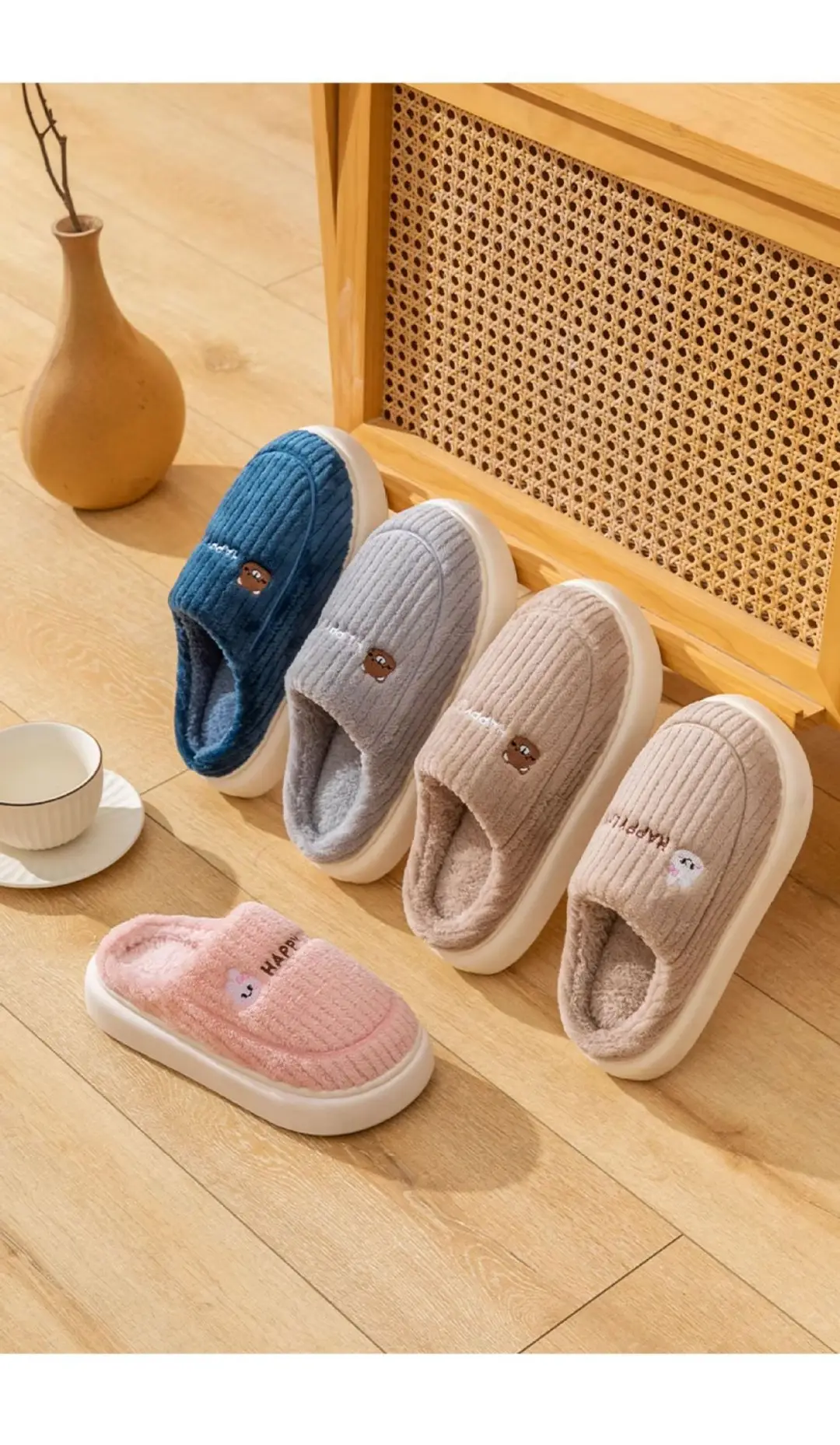 [Baba Farm] Winter Cotton Slippers, 2 Pairs, Unisex Couple Style, Cartoon Warm Cotton Slippers for Indoor Home Use — feature 20