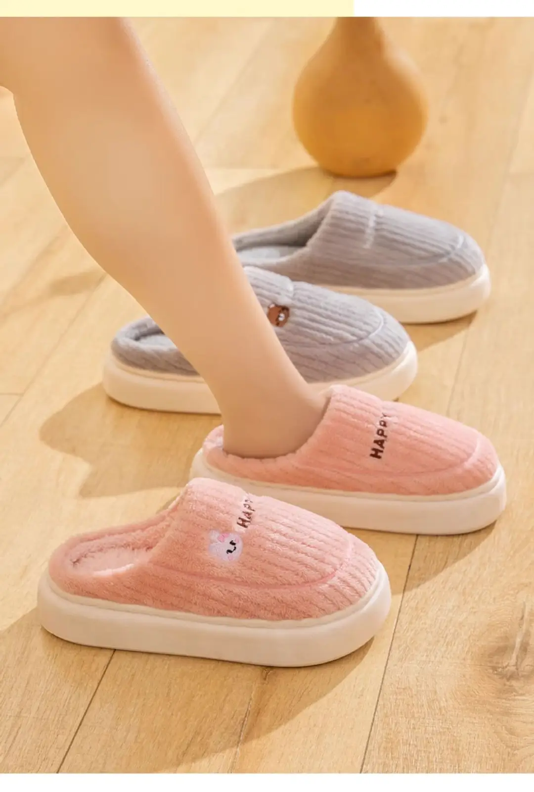 [Baba Farm] Winter Cotton Slippers, 2 Pairs, Unisex Couple Style, Cartoon Warm Cotton Slippers for Indoor Home Use — feature 6