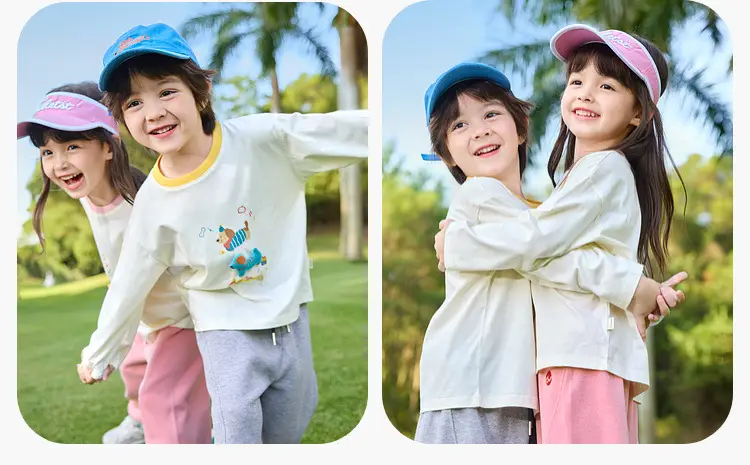 Children's Cotton T-Shirt Set White Blue Cap — feature 19