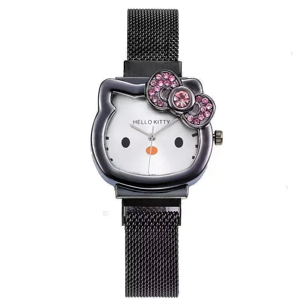 New Cute Cartoon Watch Kidsren's Watch Magnet Strap Kt Cat Boy Girl Student Watch Cross-Border Export