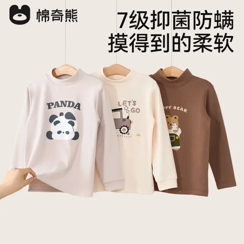 Boys Long Sleeve Thermal T-Shirt Baby Inner Layer A-Type German Velvet Cotton Sweater Top Kidsren's Autumn and Winter Half Turtleneck Bottoming Shirt - Image 7