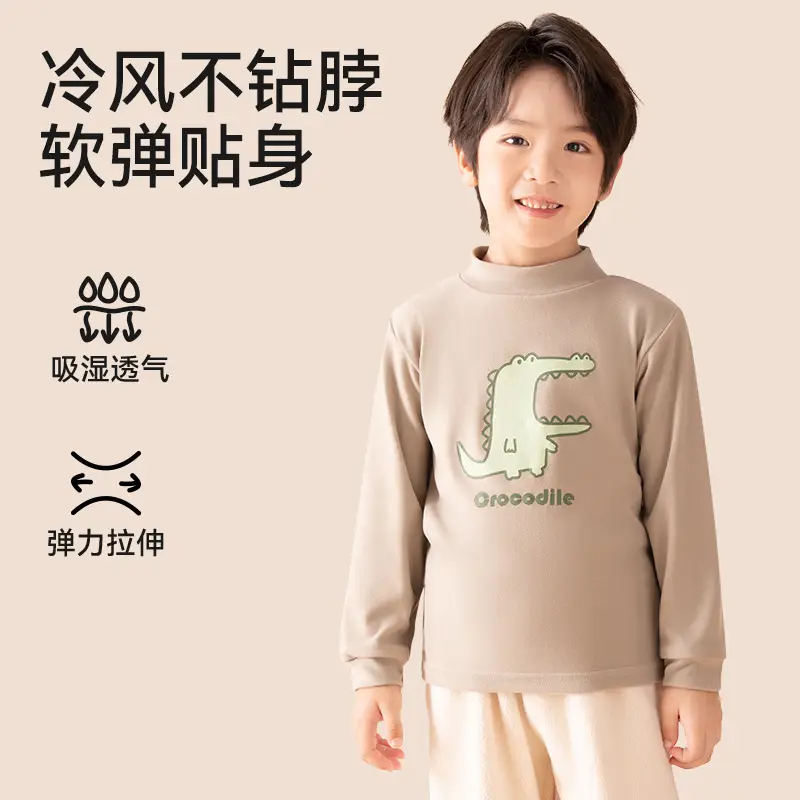 Boys Long Sleeve Thermal T-Shirt Baby Inner Layer A-Type German Velvet Cotton Sweater Top Kidsren's Autumn and Winter Half Turtleneck Bottoming Shirt - Image 8