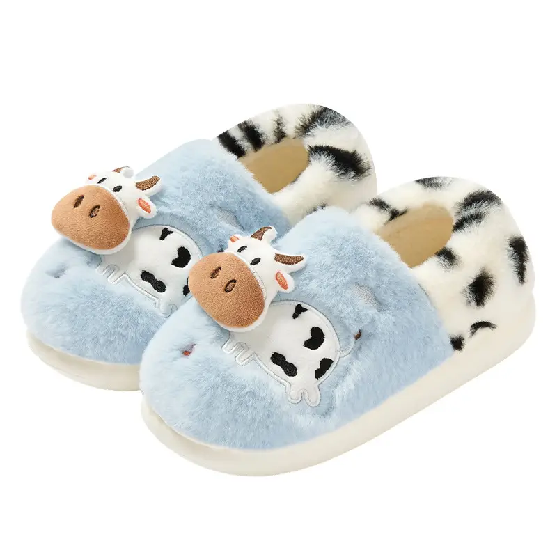 Cute Cow Cotton Shoes for Women Winter Home Soft Sole Non-Slip Plus Velvet Warm Outer Wear Bag Heel Cotton Slippers for Women Wholesale - Image 6