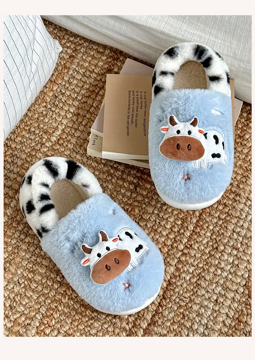 Cute Cow Cotton Shoes for Women Winter Home Soft Sole Non-Slip Plus Velvet Warm Outer Wear Bag Heel Cotton Slippers for Women Wholesale — feature 3