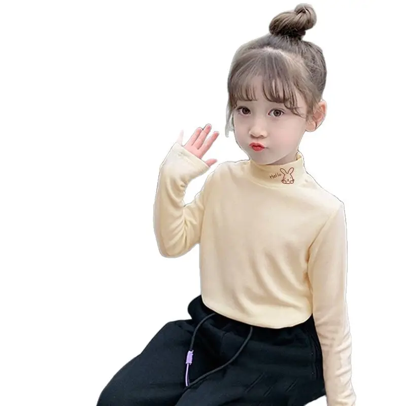 Girls Half Turtleneck Velvet Top Cream 2025 - Image 6