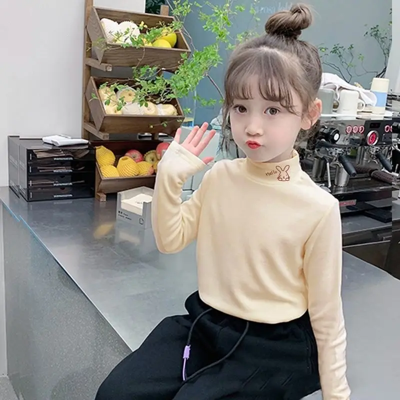 Girls Half Turtleneck Velvet Top Cream 2025 - Image 3