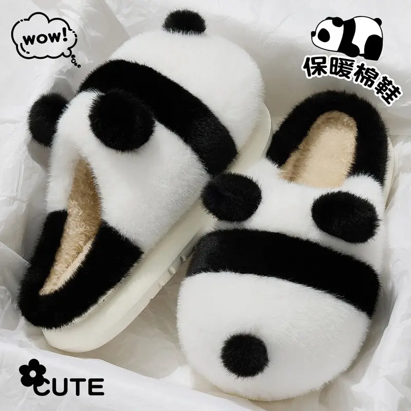 Panda Cotton Warm Slippers for Women Winter Indoor - Image 4