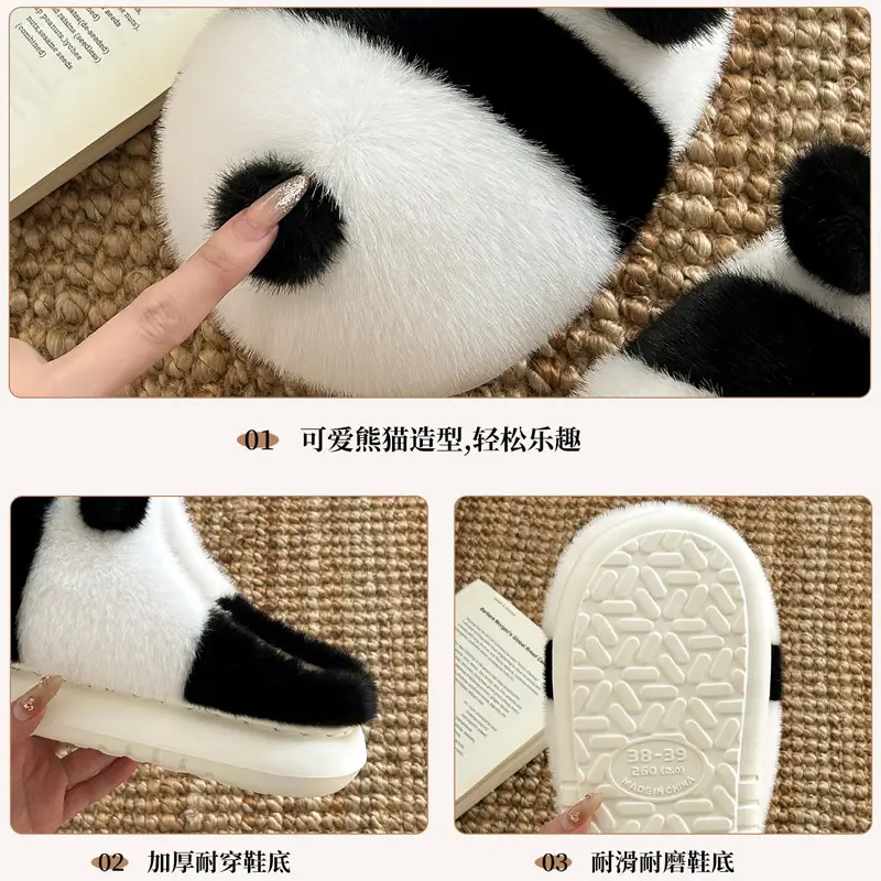Panda Cotton Warm Slippers for Women Winter Indoor - Image 5