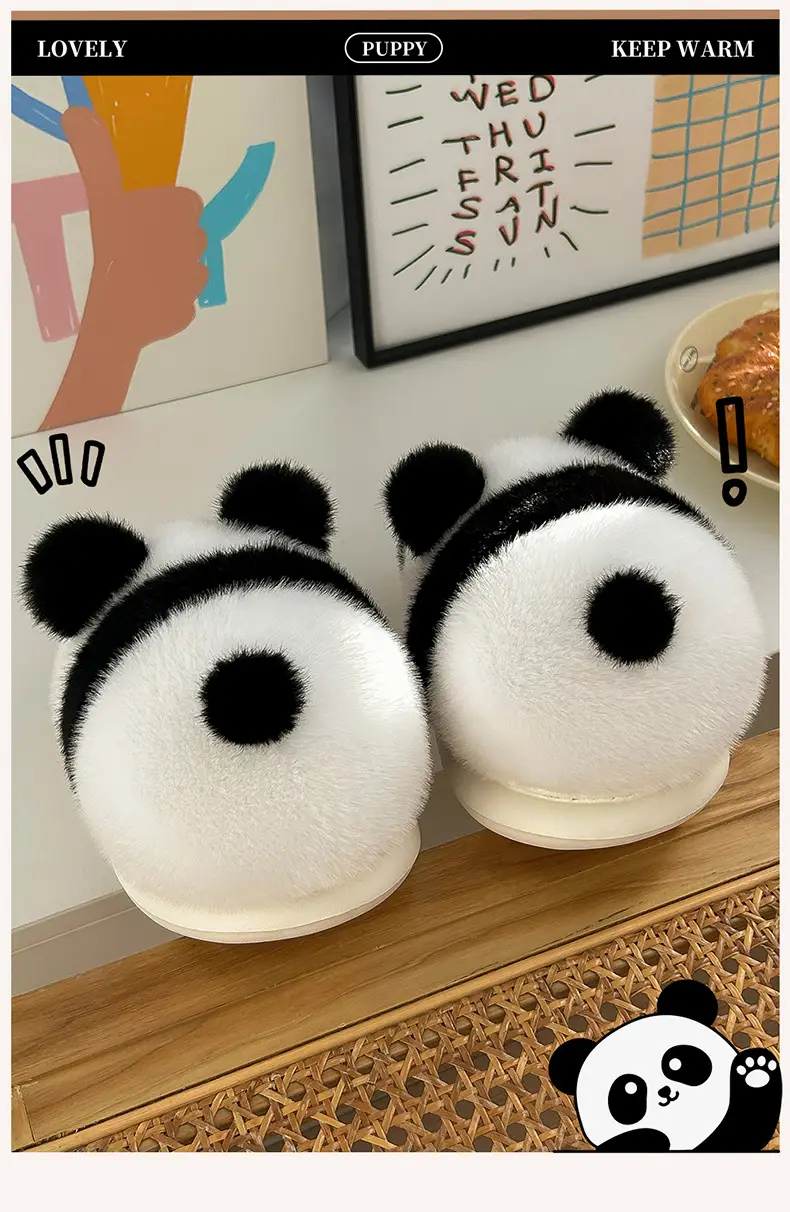 Panda Cotton Warm Slippers for Women Winter Indoor — feature 1