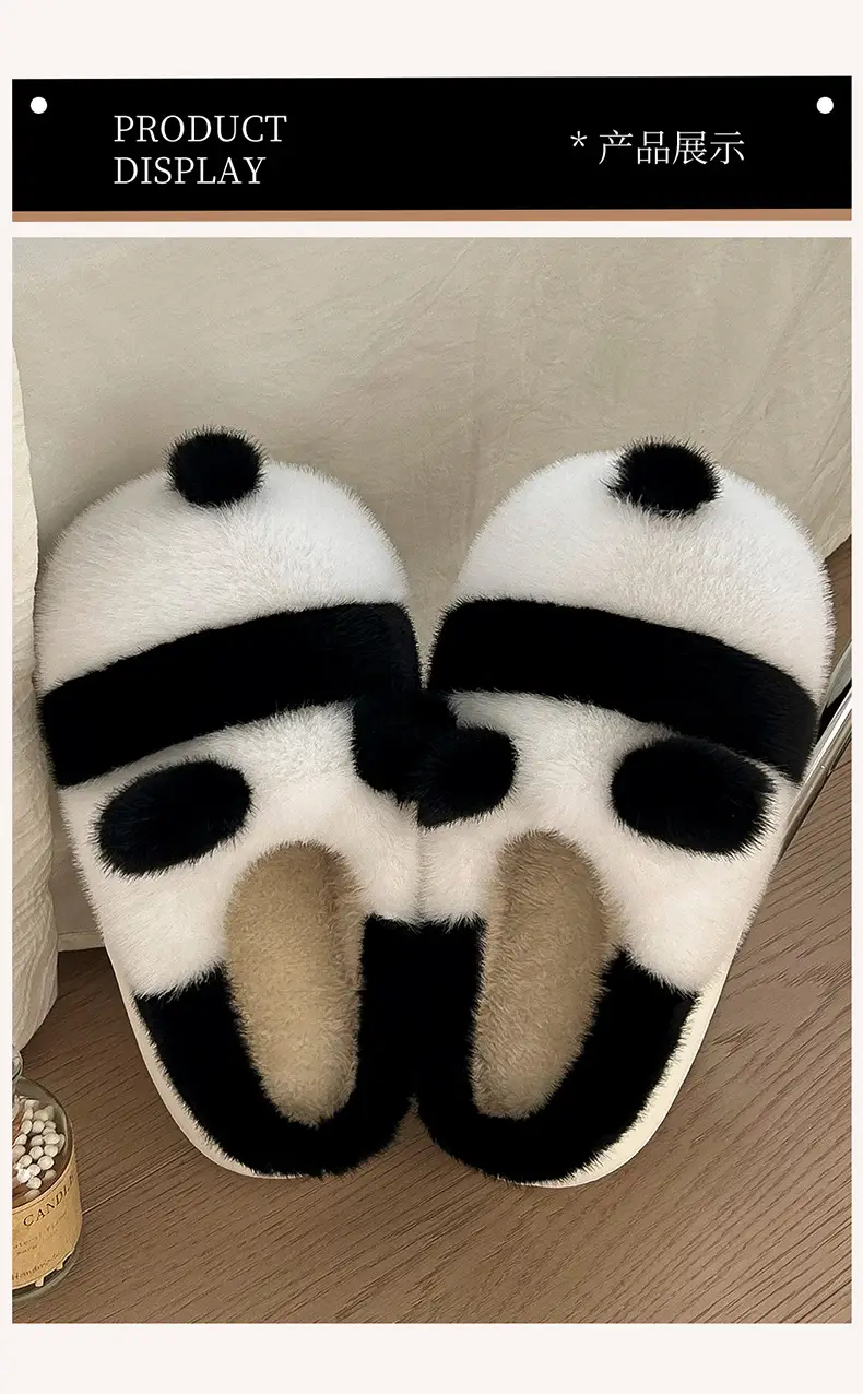 Panda Cotton Warm Slippers for Women Winter Indoor — feature 6