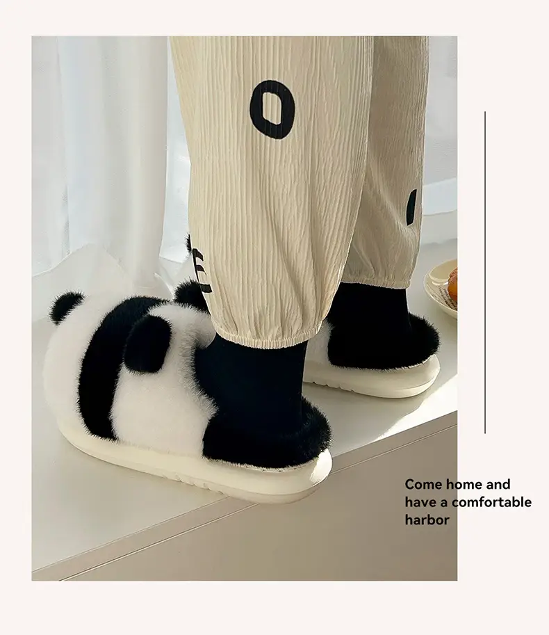 Panda Cotton Warm Slippers for Women Winter Indoor — feature 9
