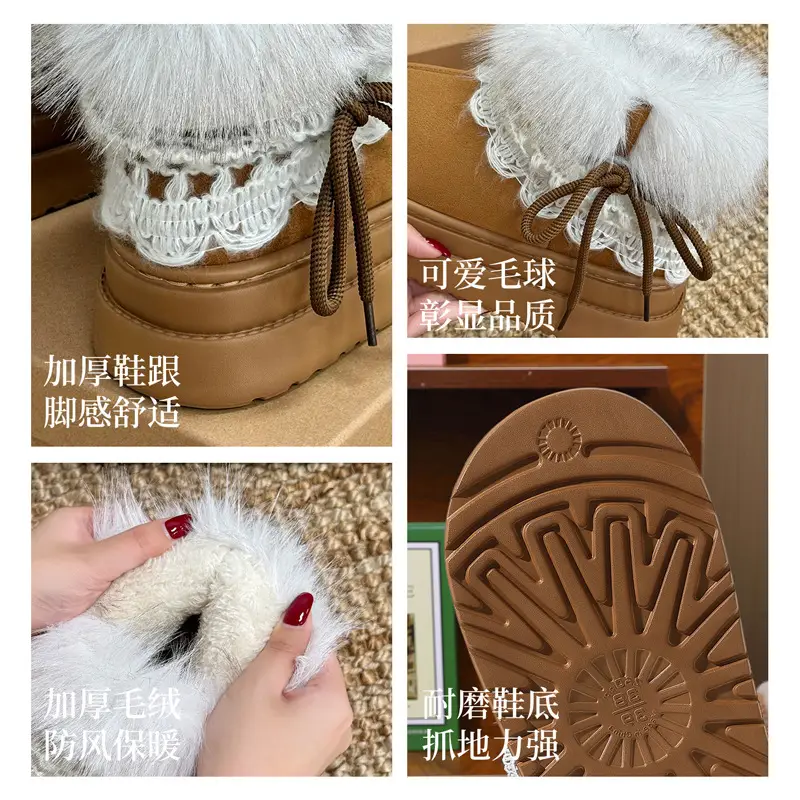 High-Top Cotton Slippers for Women, Closed Heel, New Autumn and Winter Style, Indoor Home Wear, Fleece-Lined, Warm, Outdoor Snow Boots, Wholesale - Image 9