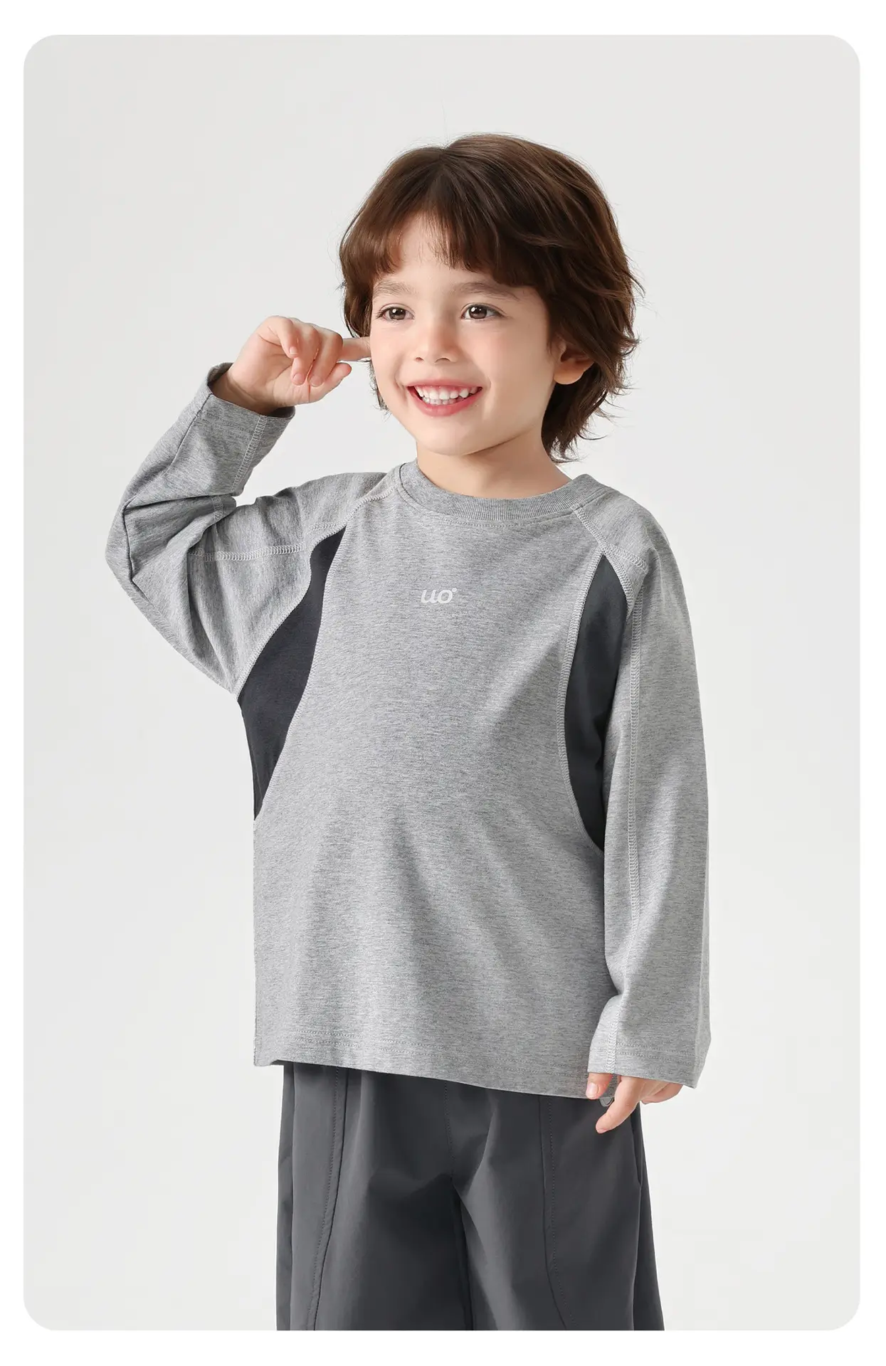Boys Long Sleeve T-Shirt Gray Kids Base Layer Warm Spring Autumn — feature 13