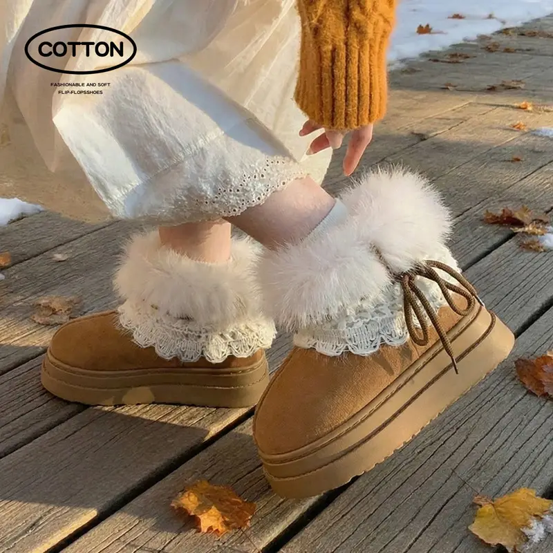 High-Top Cotton Slippers for Women, Closed Heel, Autumn and Winter 2025 New Model, Indoor Home Wear, Fleece-Lined, Warm, Outdoor Snow Boots for Women - Image 8