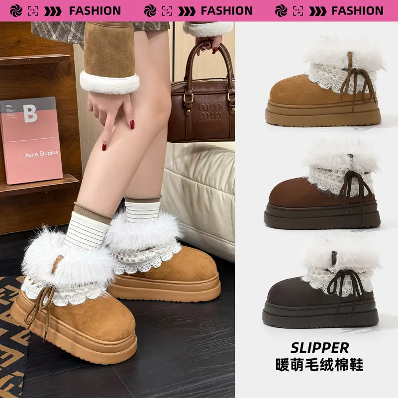 High-Top Cotton Slippers for Women, Closed Heel, Autumn and Winter 2025 New Model, Indoor Home Wear, Fleece-Lined, Warm, Outdoor Snow Boots for Women - Image 10