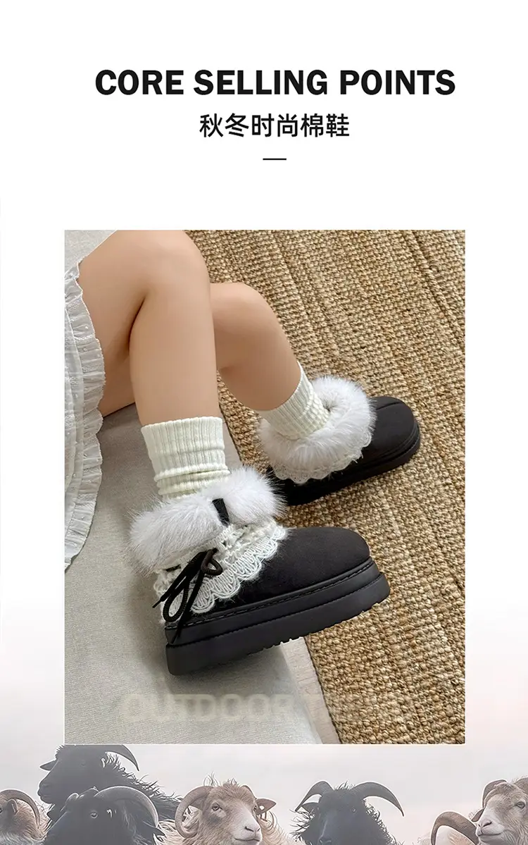 High-Top Cotton Slippers for Women, Closed Heel, Autumn and Winter 2025 New Model, Indoor Home Wear, Fleece-Lined, Warm, Outdoor Snow Boots for Women — feature 3