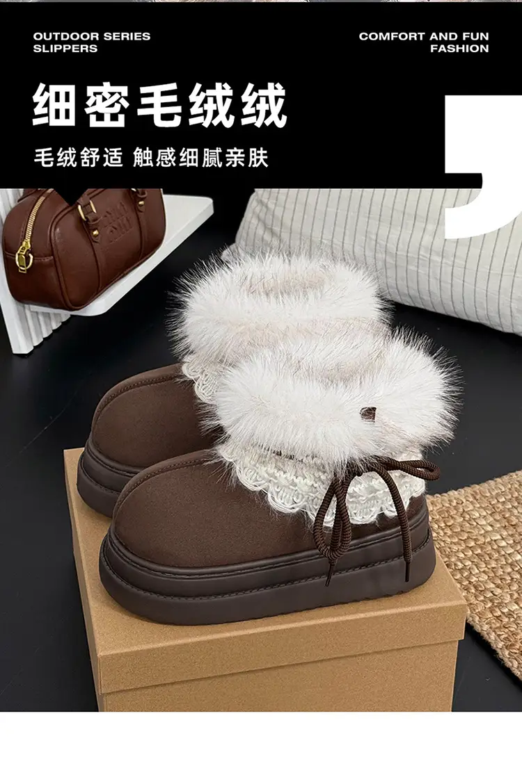 High-Top Cotton Slippers for Women, Closed Heel, Autumn and Winter 2025 New Model, Indoor Home Wear, Fleece-Lined, Warm, Outdoor Snow Boots for Women — feature 4
