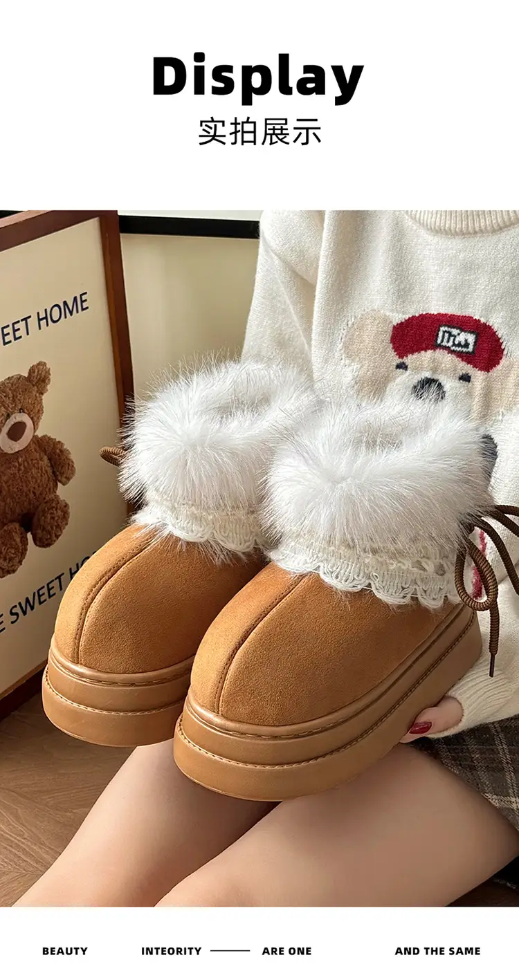 High-Top Cotton Slippers for Women, Closed Heel, Autumn and Winter 2025 New Model, Indoor Home Wear, Fleece-Lined, Warm, Outdoor Snow Boots for Women — feature 6