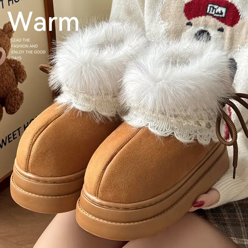 High-Top Cotton Slippers for Women, Closed Heel, Autumn and Winter 2025 New Model, Indoor Home Wear, Fleece-Lined, Warm, Outdoor Snow Boots for Women - Image 4