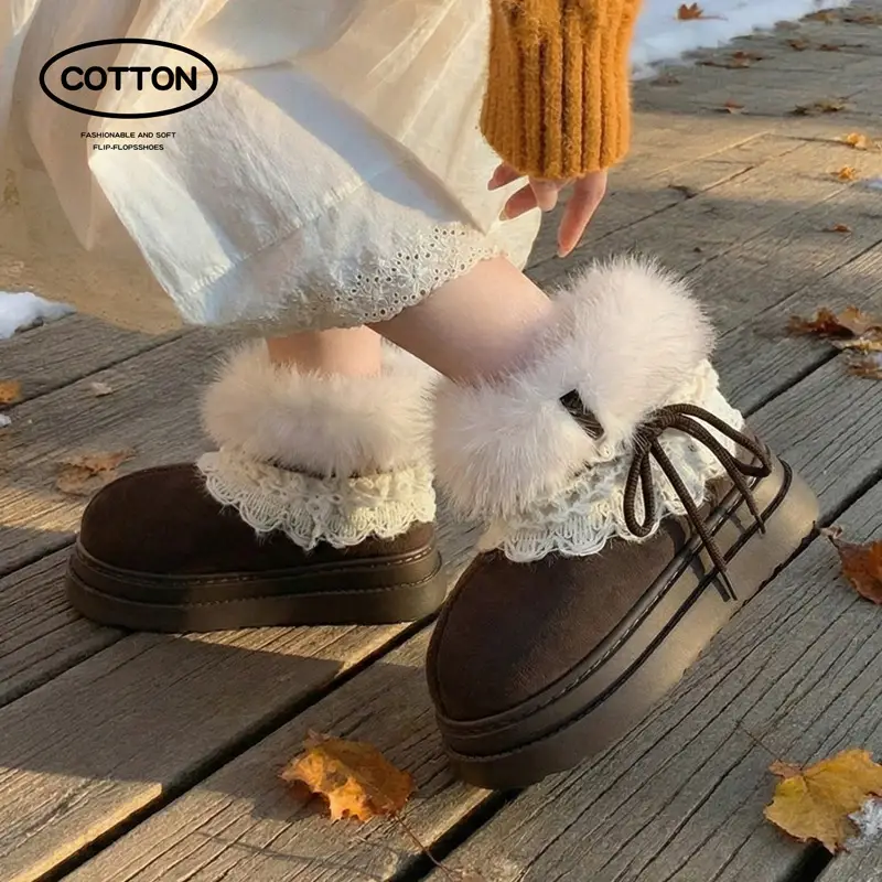 High-Top Cotton Slippers for Women, Closed Heel, Autumn and Winter 2025 New Model, Indoor Home Wear, Fleece-Lined, Warm, Outdoor Snow Boots for Women - Image 5