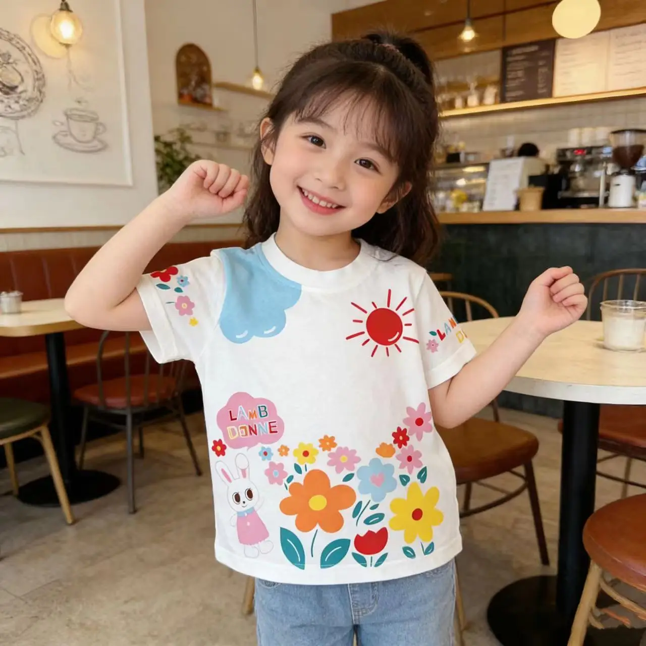 Kids Summer T-Shirt with Colorful Floral Print - Image 2