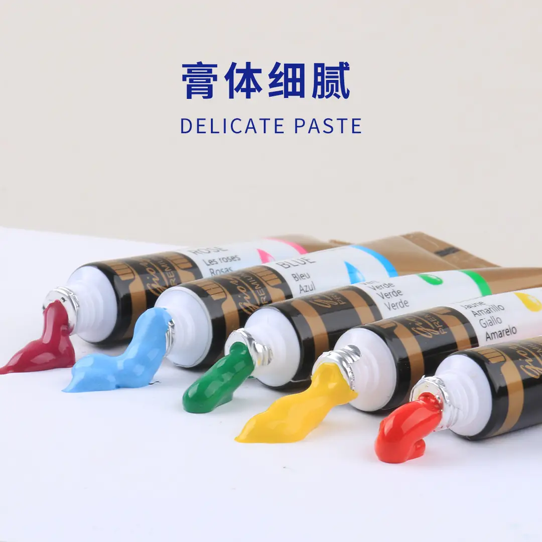 Giorgione 7ml Acrylic Watercolor Gouache Glass Textile Oil Paint Set 12 Colors in Aluminum Plastic Tubes