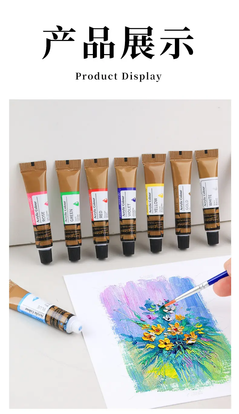 Giorgione 7ml Acrylic Watercolor Gouache Glass Textile Oil Paint Set 12 Colors in Aluminum Plastic Tubes — feature 14