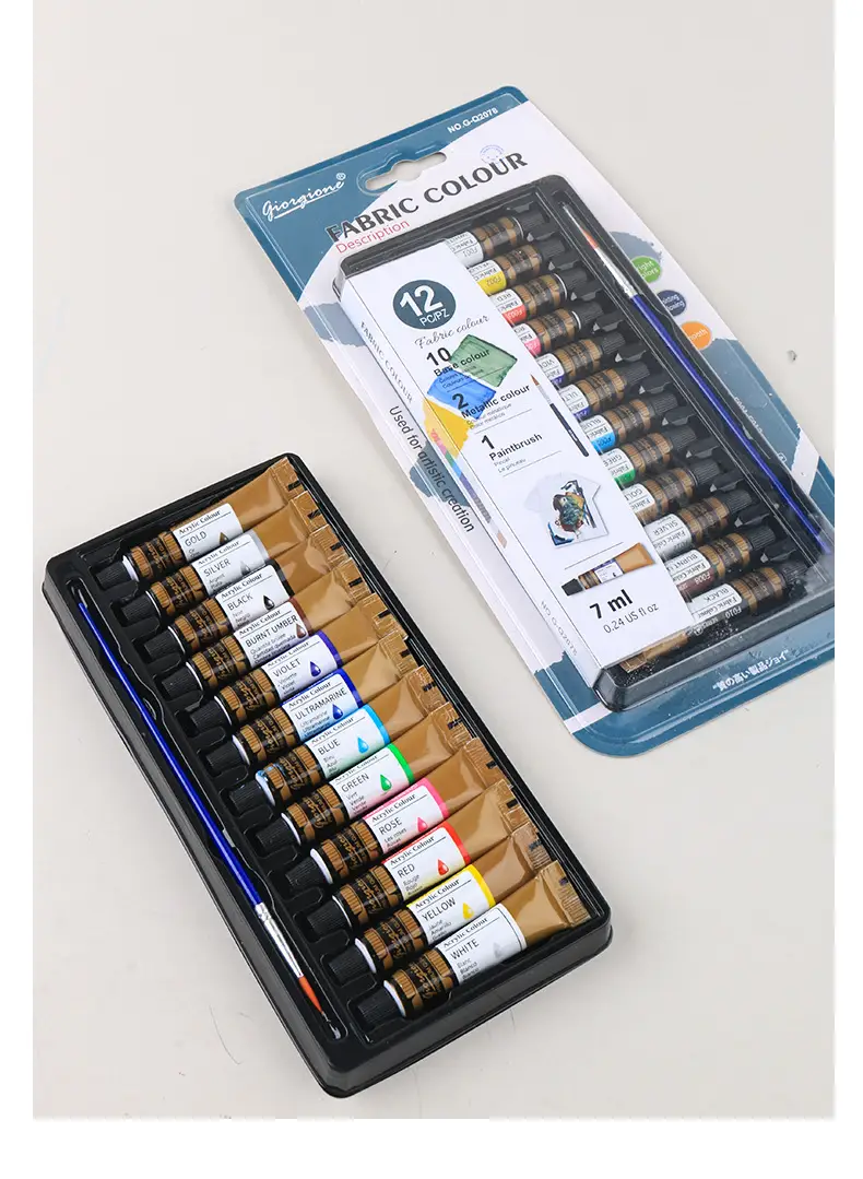 Giorgione 7ml Acrylic Watercolor Gouache Glass Textile Oil Paint Set 12 Colors in Aluminum Plastic Tubes — feature 15