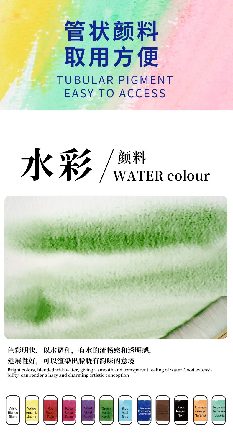 Giorgione 7ml Acrylic Watercolor Gouache Glass Textile Oil Paint Set 12 Colors in Aluminum Plastic Tubes — feature 8