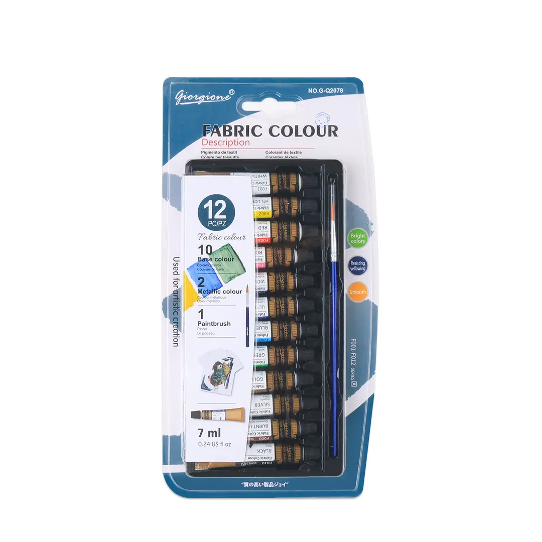 Giorgione 7ml Acrylic Watercolor Gouache Glass Textile Oil Paint Set 12 Colors in Aluminum Plastic Tubes